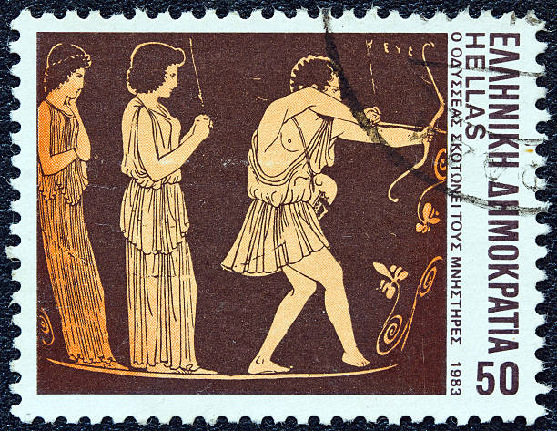istock Greek stamp shows Odysseus slaying suitors (1983) 160910880