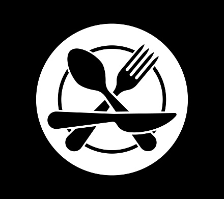 Stencil fork spoon knife icon Food clipart Vector stock illustration EPS 10