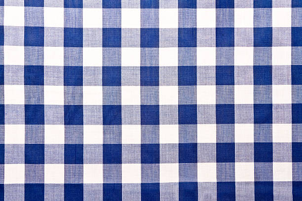 panno di tabella vichy a scacchi blu - gingham pattern foto e immagini stock