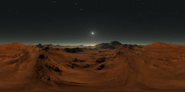 istock 360 degree panorama of Mars sunset, environment 360 HDRI map. Equirectangular projection, spherical panorama. Martian landscape, 3d illustration 1609119057
