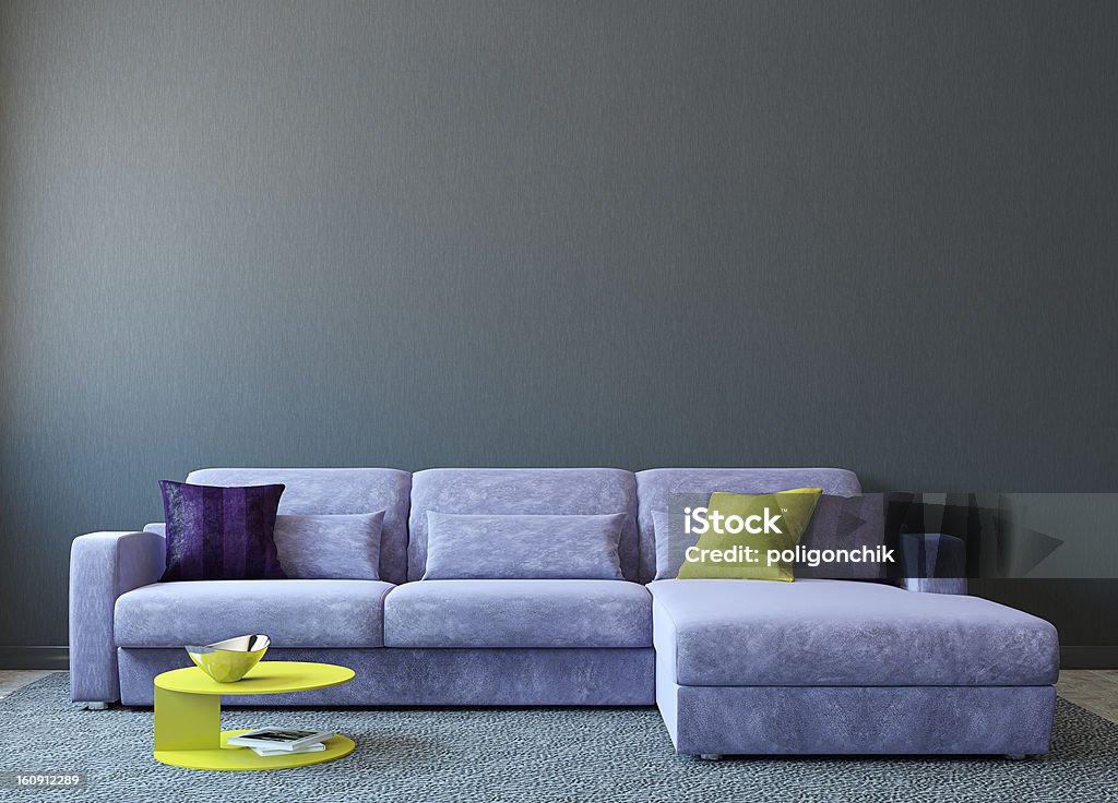 Modern living-room Modern living-room interior with couch near empty gray wall. 3d render. Photo on book cover was made by me. Apartment Stock Photo