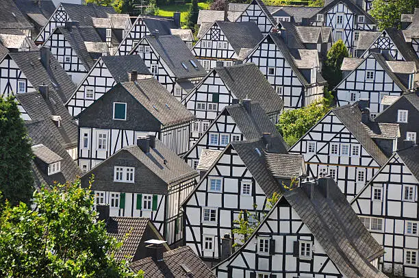 village of half-timbered houses in Freudenberg, germany