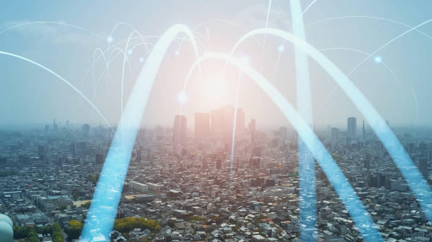 istock Smart city and communication network concept. 5G. LPWA (Low Power Wide Area). Wireless communication. 1609237030