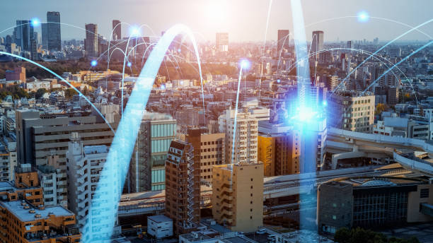 istock Smart city and communication network concept. 5G. LPWA (Low Power Wide Area). Wireless communication. 1609237565