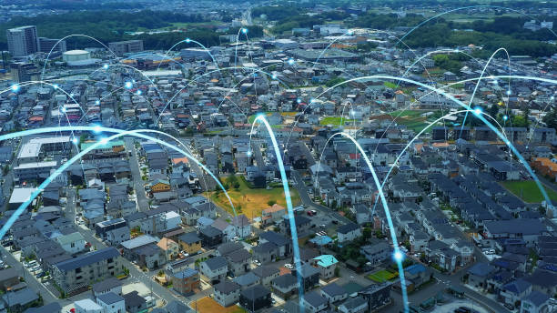istock Smart city and communication network concept. 5G. IoT (Internet of Things). Telecommunication. 1609237581