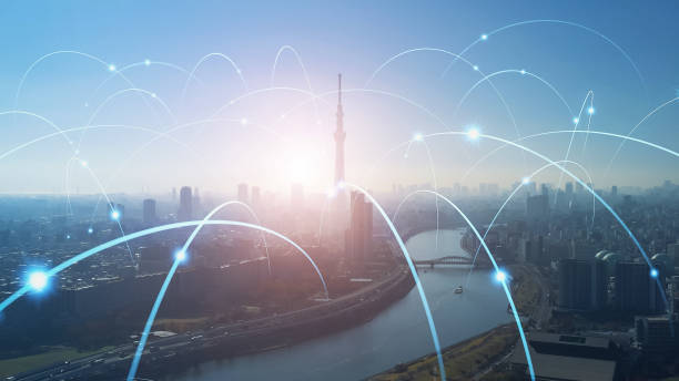 istock Smart city and communication network concept. 5G. IoT (Internet of Things). Telecommunication. 1609238487