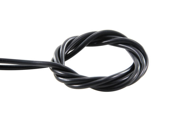 istock Black wire cable of usb and adapter isolated on white background.Electronic Connector.Selection focus. 1609277455