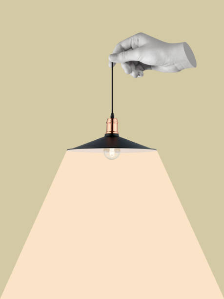 Modern art collage of a hand holding a light bulb.