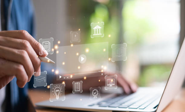 istock Student or entrepreneur study or attend online class and conference from laptop computer at home. Distance learning from online course that can access from website with network connection. 1609318798