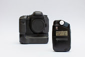 light meter and digital  camera device on a isolated white background