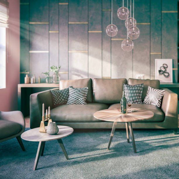 istock Part of a modern room adaptation with wall paneling and a sophisticated facility - 3D visualization 1609326332