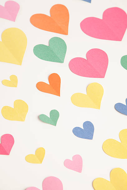 Colorful Construction Paper Hearts stock photo