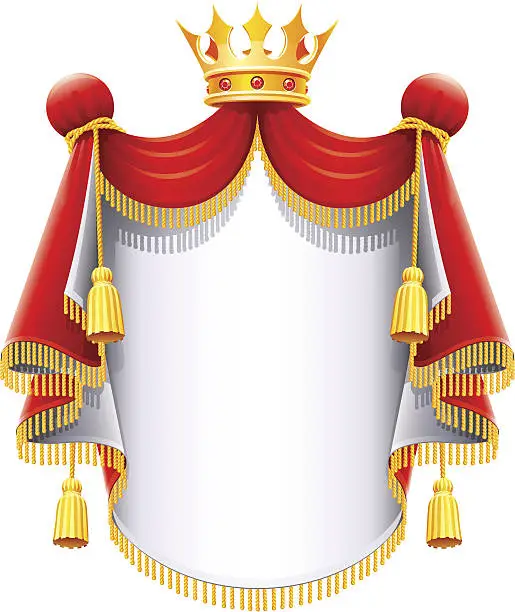 Vector illustration of royal majestic mantle with gold crown