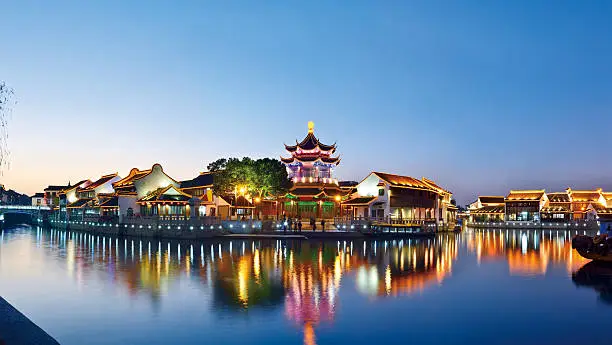 Suzhou. 2,500 years the history of Chinese ancient town in the sunset. The representative of China Southern landscape architecture.