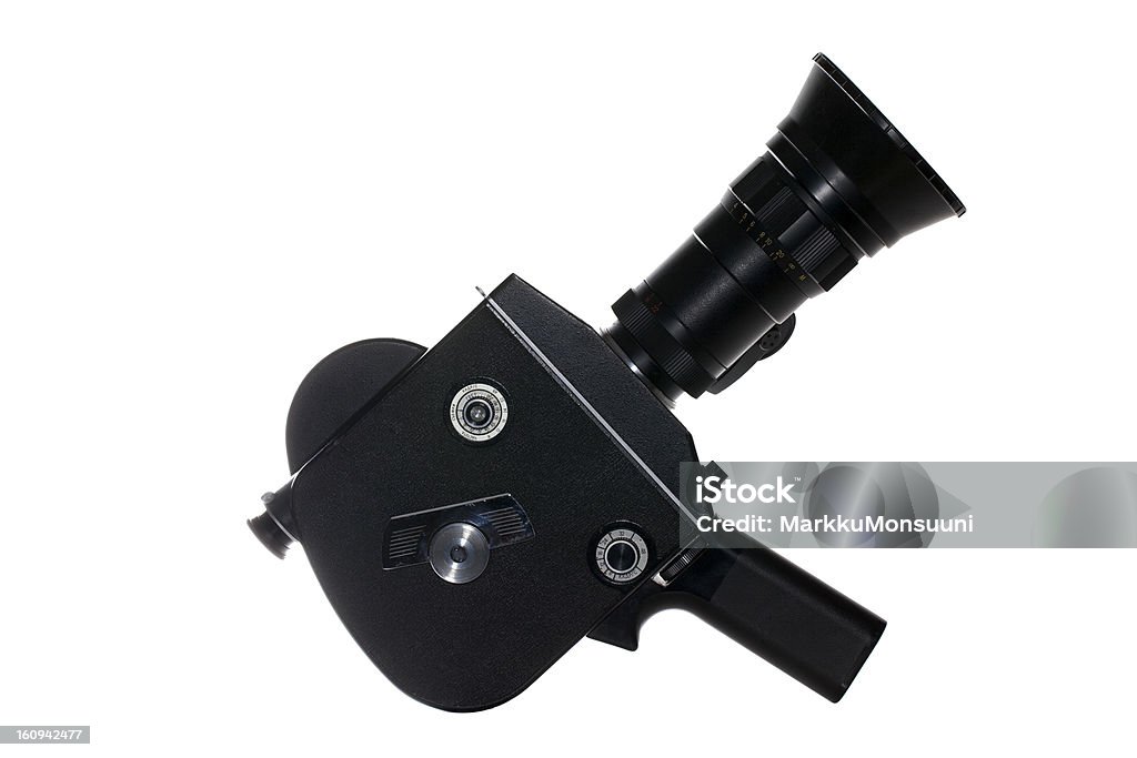 Old film camera, super 8 Super 8 film camera isolated on white. Cinematographer Stock Photo