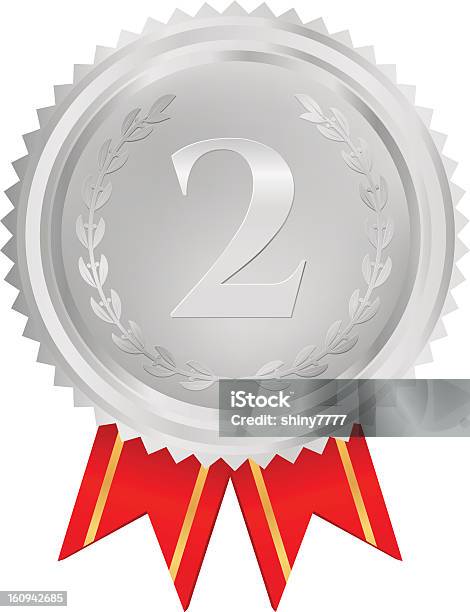 Medalha De Prata De Segunda Lugar Com Fitas Vermelho - Arte vetorial de stock e mais imagens de Best in Show
