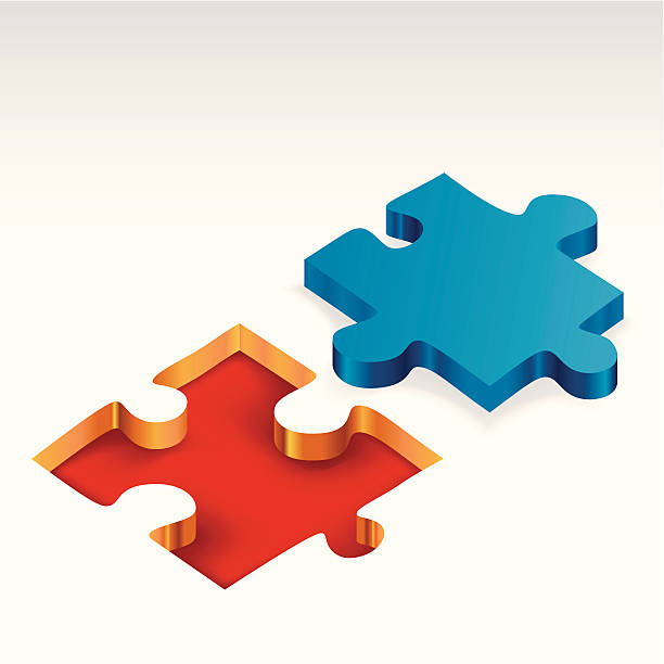 puzzleteil - jigsaw piece three dimensional three dimensional shape jigsaw puzzle stock-grafiken, -clipart, -cartoons und -symbole