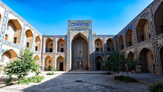 Interior courtyard of a madrassa in the centre of Bukhara, Uzbekistan