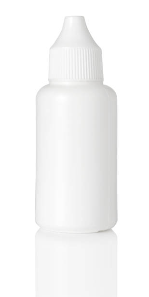 close up of white plastic bottle close up of white plastic bottle on white background with clipping path eyedropper stock pictures, royalty-free photos & images