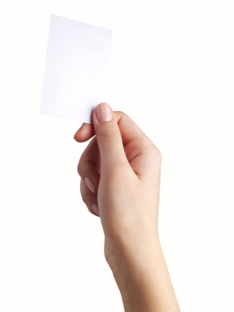 istock female hand holding a businesscard 160948619