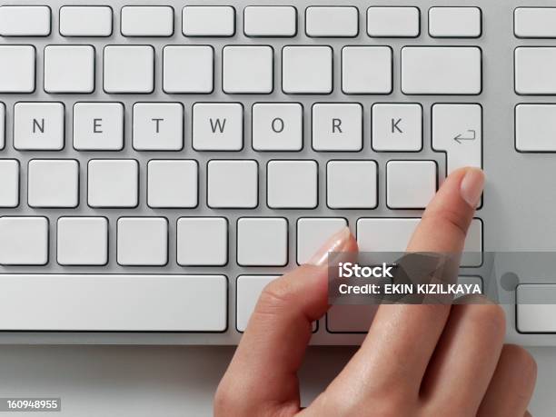 Foto de Teclado Mensagem Rede e mais fotos de stock de Banco Eletrônico - Banco Eletrônico, Computador, Computador desktop