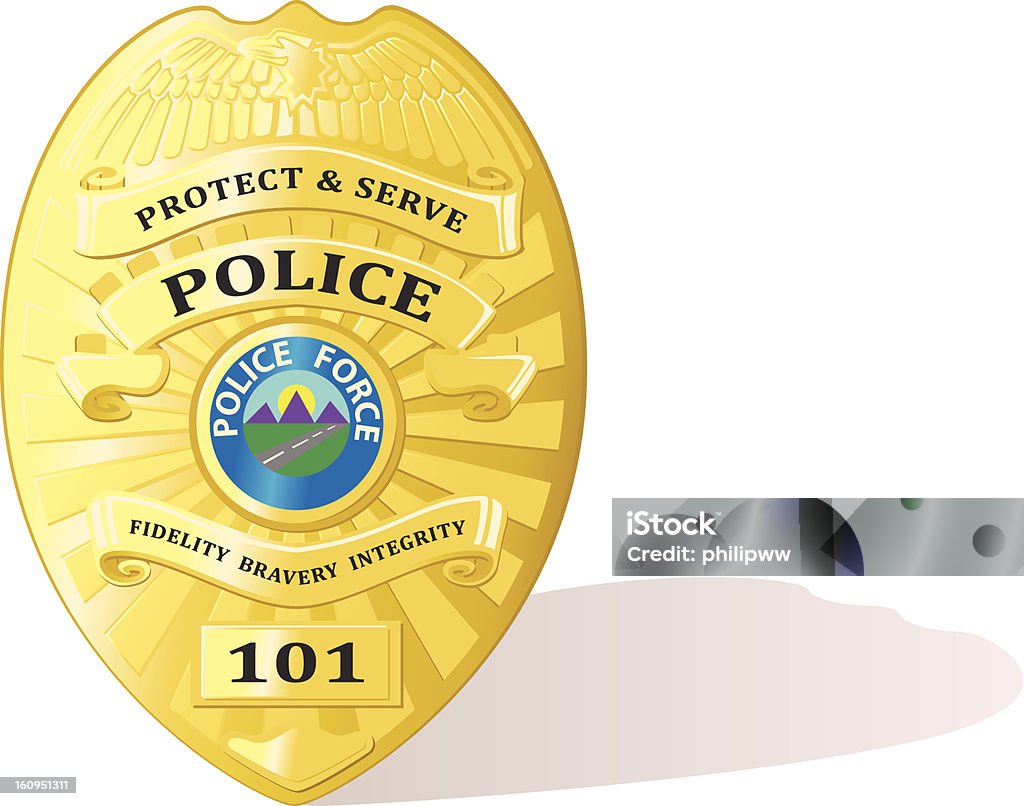 Detailed police badge vector Shiny detailed brass police badge vector illustration Police Badge stock vector