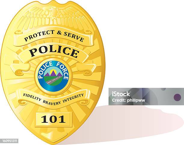 Detailed Police Badge Vector Stock Illustration - Download Image Now - Police Badge, Police Force, Badge