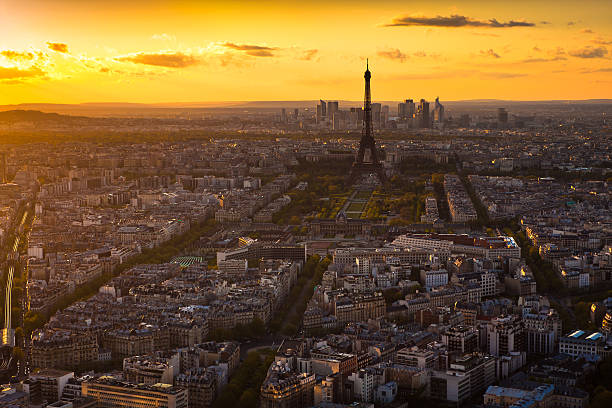 istock Panorama of Paris at sunset. Eiffel tower view from montparnasse 160951430
