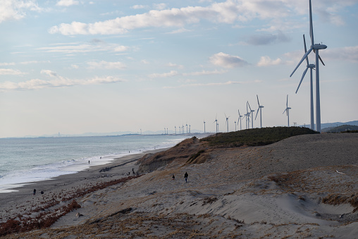 row of windmills