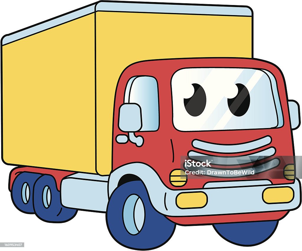 Comic Truck mit Lächeln Gesicht - Lizenzfrei Comic - Kunstwerk Vektorgrafik