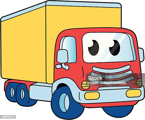 Fumetto Il Viso Sorridente Camion Con - Immagini vettoriali stock e altre immagini di Fumetto - Creazione artistica - Fumetto - Creazione artistica, TIR, Attività fisica