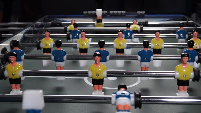 Close-up of a table football game.