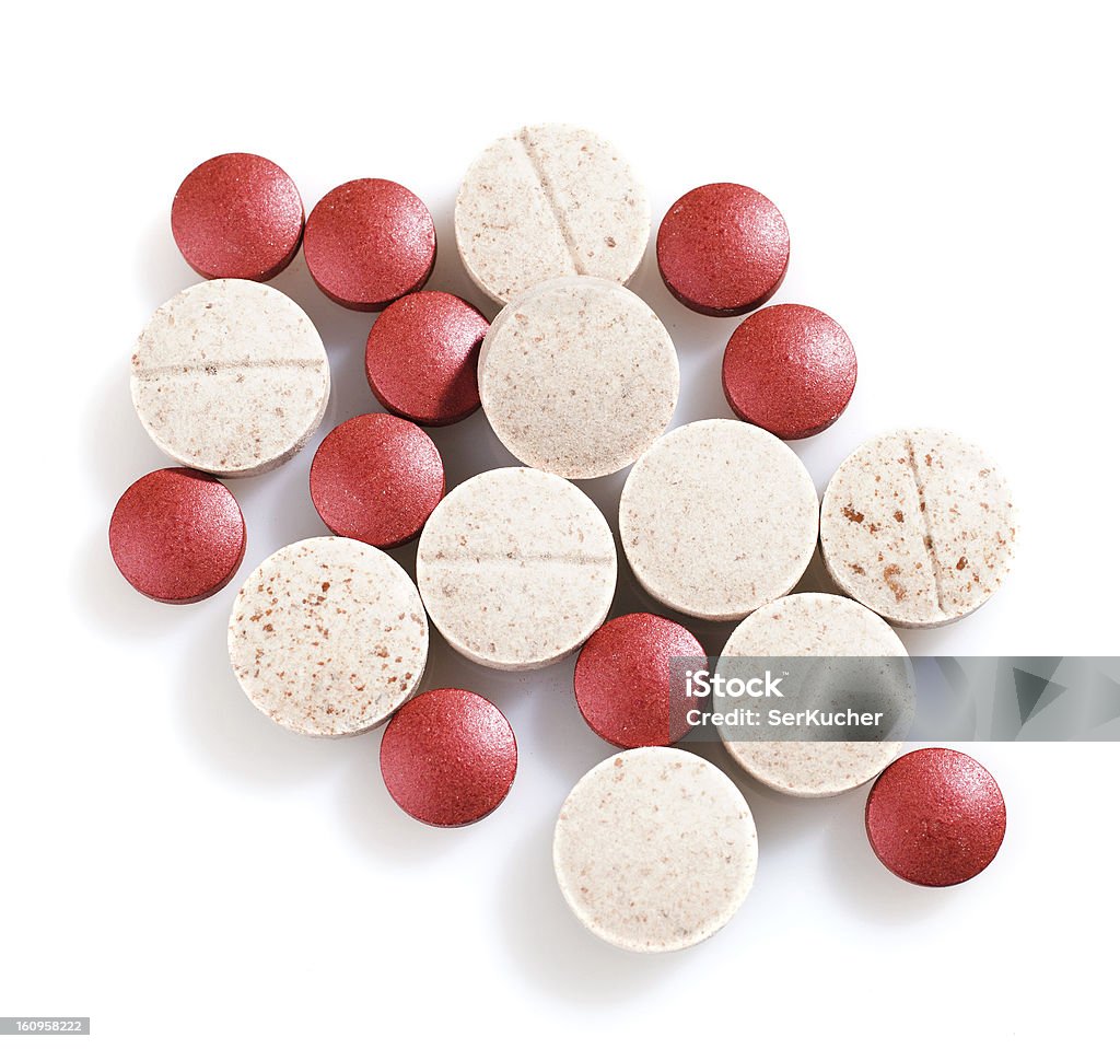 Multi Drugs pills on a white background Acetylsalicylic Acid Stock Photo