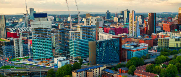 istock Manchester Skyline at Golden Hour 1609583160