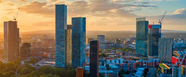 istock Manchester Skyline at Golden Hour 1609589969