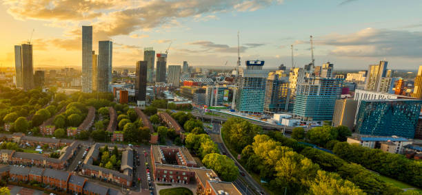 istock Manchester Skyline at Golden Hour 1609596275