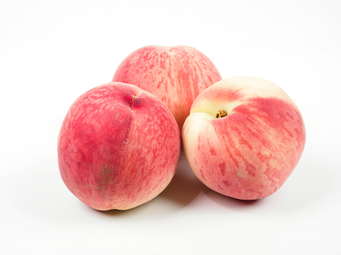 —omposition of many fresh peach. —ollection peach Clipping Path isolated on white background. Professional studio macro shooting
