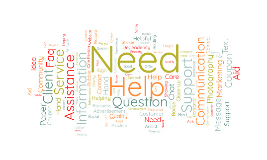 Word cloud background concept for Need help. service support assistant for customer communication quality sign. vector illustration.