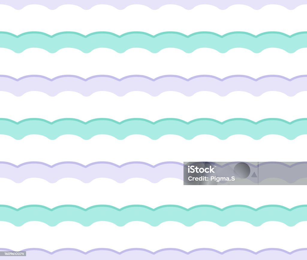 Fluffy Line Seamless Pattern With Purple And Blue Wavy Lines At White Background ...