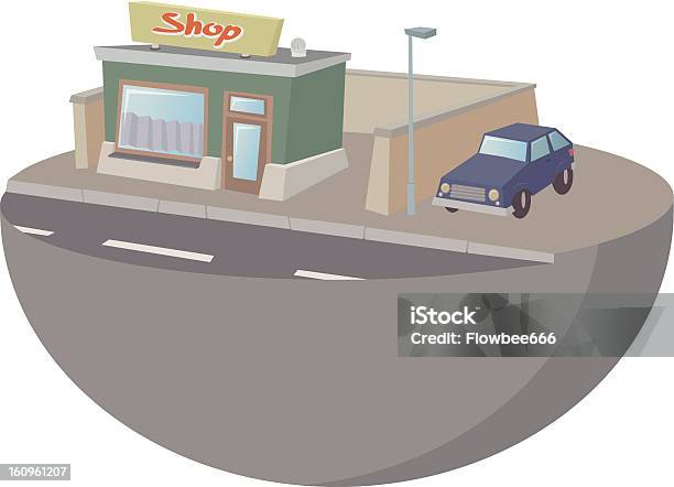 Kleine Shop Mit Dem Auto Stock Vektor Art und mehr Bilder von Asphalt - Asphalt, Auslage, Auto
