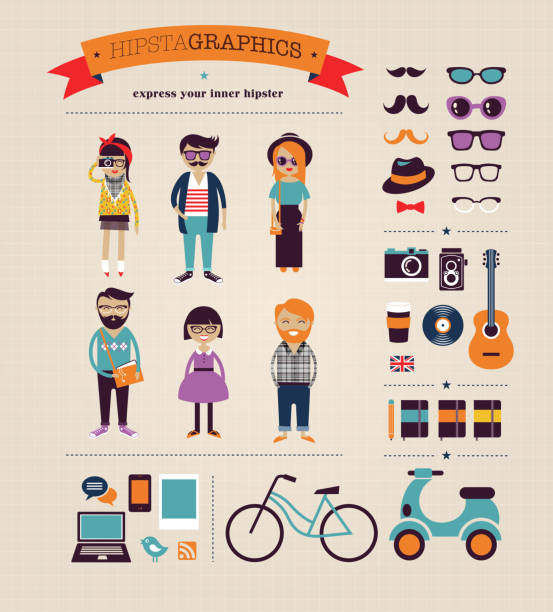 Hipster infographic concept background with icons  moleskin stock illustrations