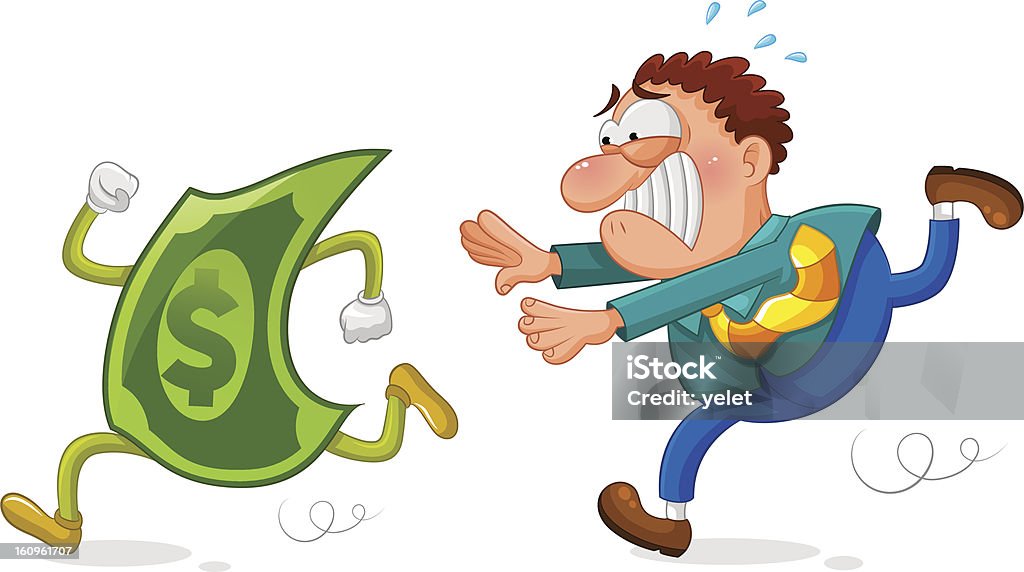 money chase worker running after a sneaky dollar Adult stock vector
