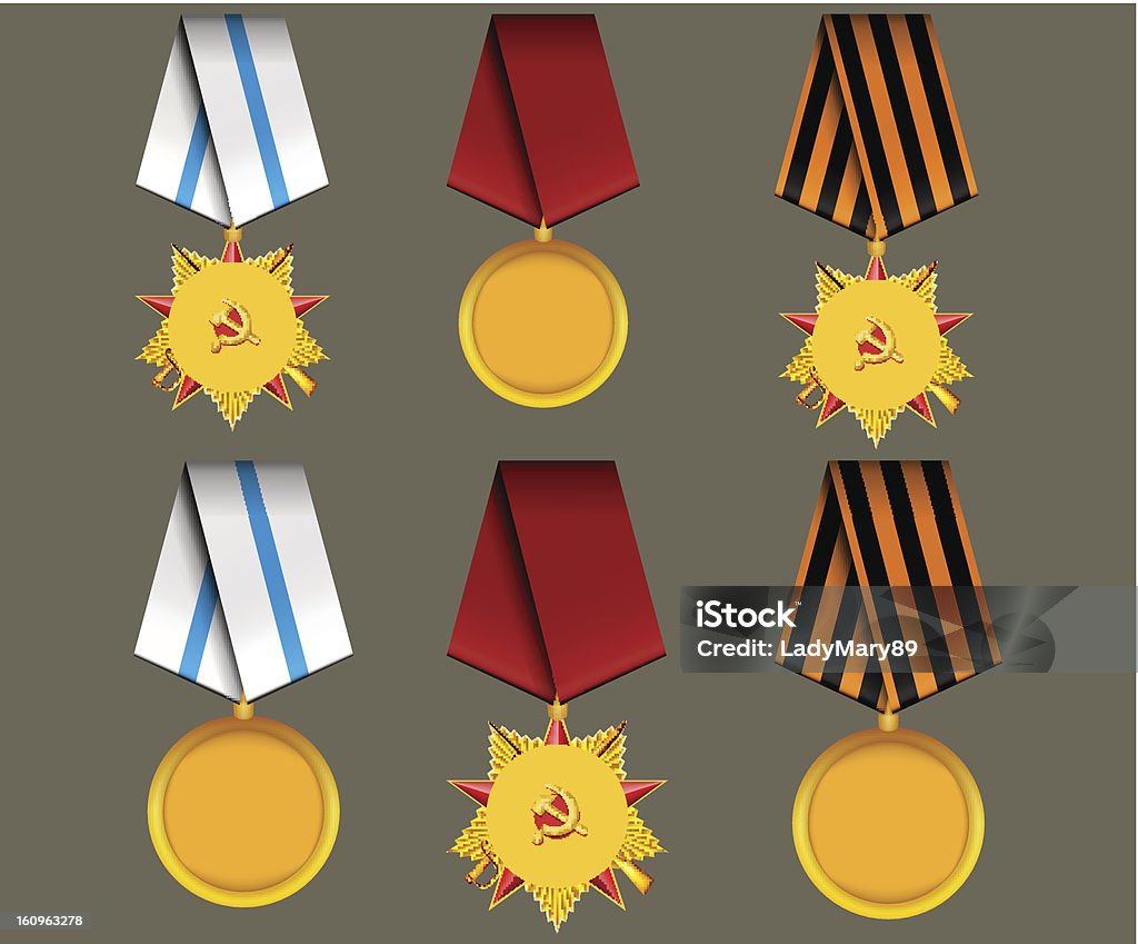 Vecteur ensemble de médailles militaire, liée au 23 février - clipart vectoriel de Joseph Staline libre de droits