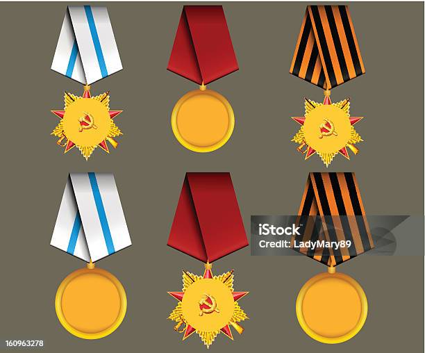 Vecteur Ensemble De Médailles Militaire Liée Au 23 Février Vecteurs libres de droits et plus d'images vectorielles de Joseph Staline