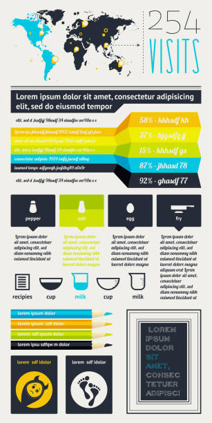 Elements of Infographics with buttons and menus vector art illustration