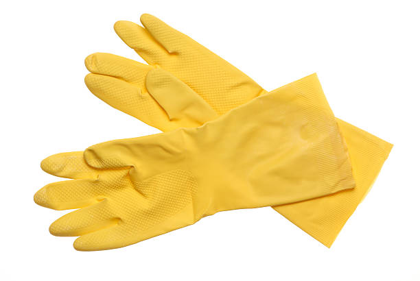 istock Yellow rubber gloves isolated on white 160963935