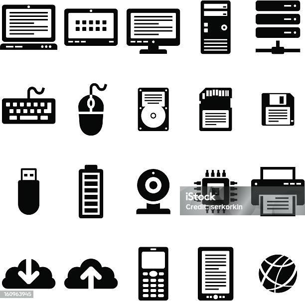 Ilustración de Iconos De Internet De Tecnología 20 Negro y más Vectores Libres de Derechos de Batería - Batería, Chip - Componente de ordenador, Color negro