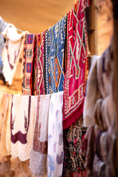 istock Colorful handmade woolen bedouin rugs, Jordan 1609651404