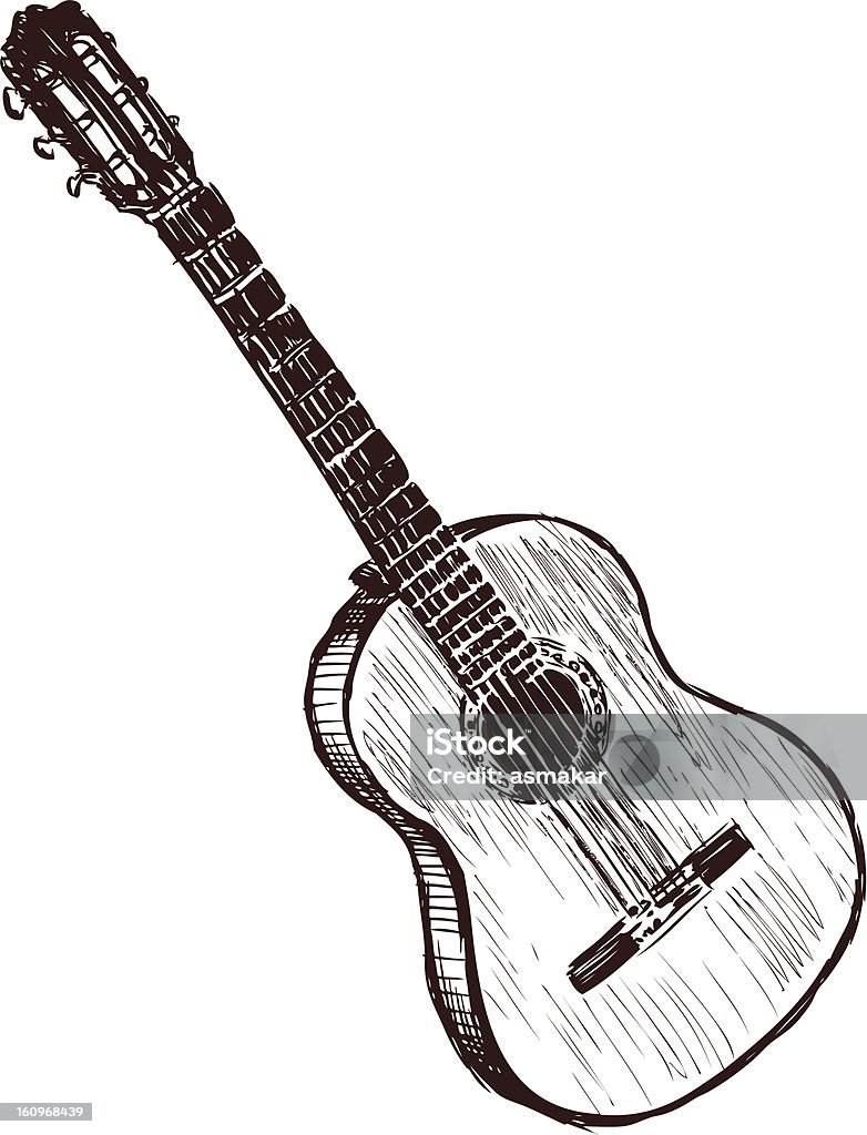 Старый гитара - Векторная графика Гитара роялти-фри