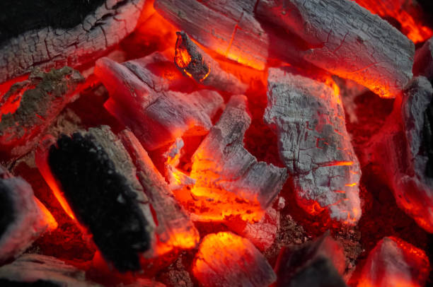 istock Close-up view of the charcoal in burning 1609717475